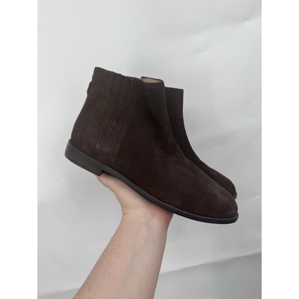 Eileen Fisher Rich Suede Bootie Women 9 Brown Bohemian Zip Modern Contemporary - Picture 1 of 11